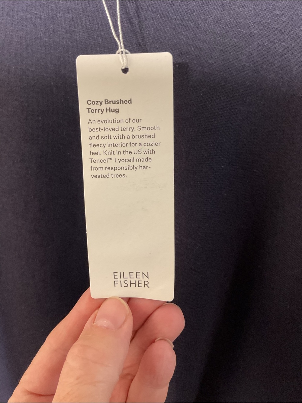 Eileen Fisher Ink Blue Boxy Boat Neck Top Lyocell Organic Cotton Large - Picture 9 of 9